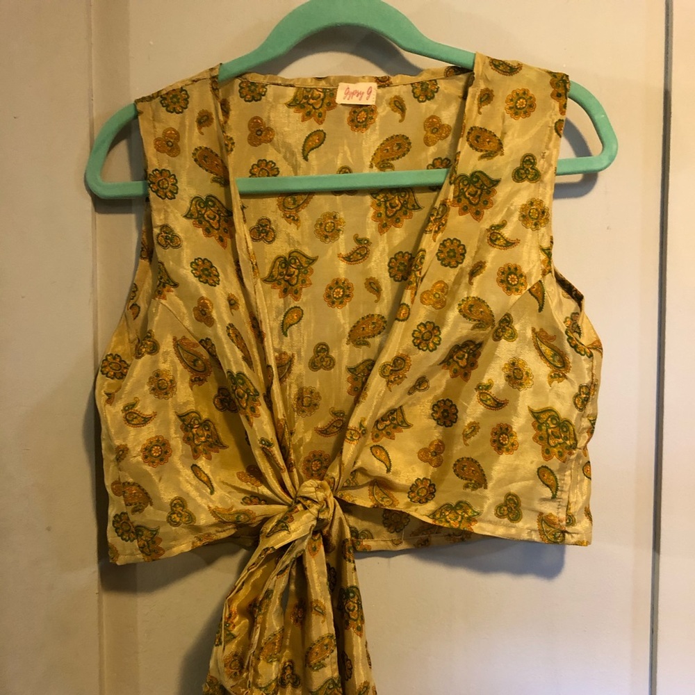 Silk paisley wrap top from India